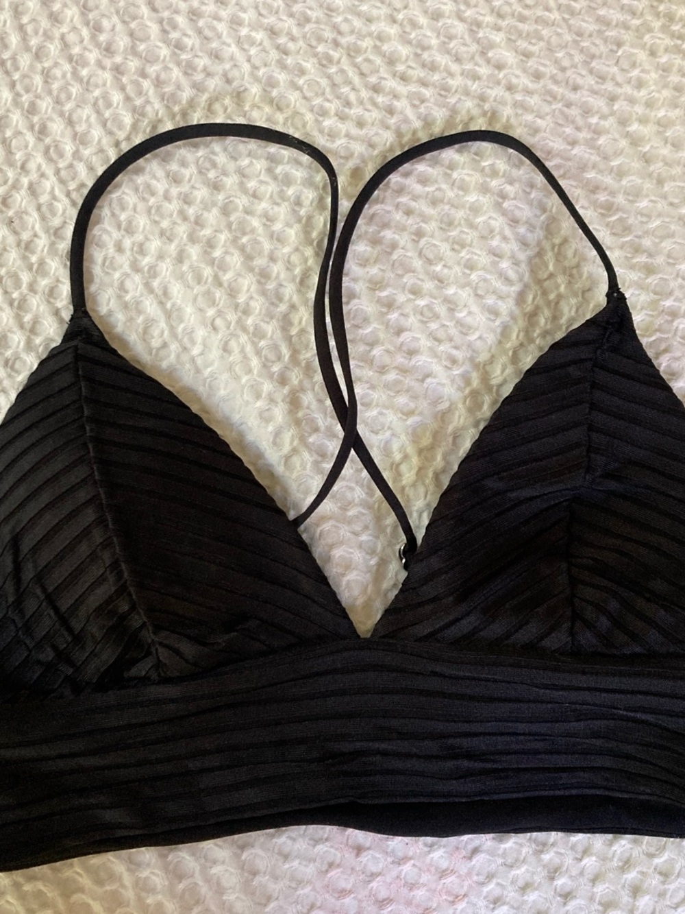 Cute H&M Black Ribbed Triangle Bikini Top